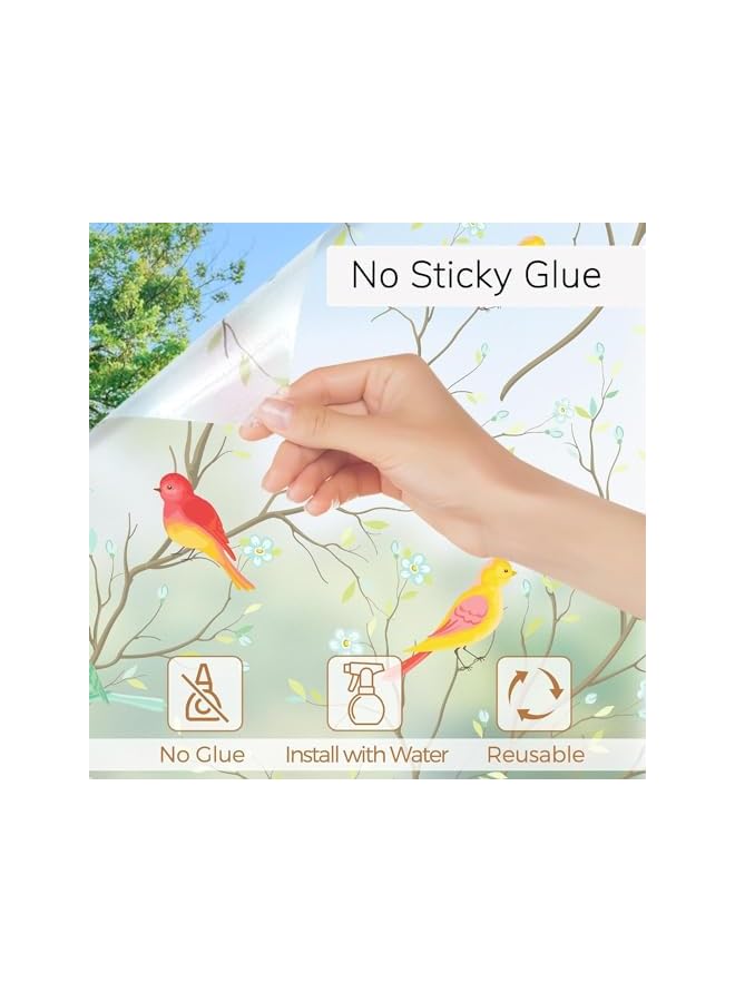 The Bros Privacy Window Film, Stained Glass Window Film Non-Adhesive Static Cling, Anti Glare UV Blocking Frosted Glass Window Film, Decorative Window Film for Home Bathroom Office, 45x200cm - Image 3