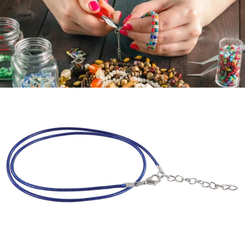 Navy Blue Waxed Leather Cord Chain With Lobster Clasp For DIY Jewelry Making - Image 4