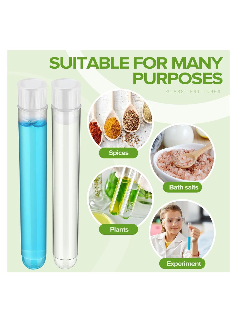 Excefore 100 قطعة من أنابيب اختبار شفافة مع أغطية أنابيب بلاستيكية قنينات بلاستيكية لتجارب علمية لوازم حفلات تخزين حلوى عيد الميلاد حبوب بذور مسحوق توابل سائل (غطاء أبيض، 12 × 75 مم) - Image 5