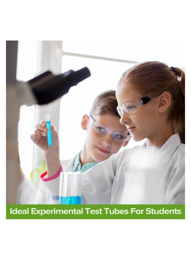 Excefore 100 قطعة من أنابيب اختبار شفافة مع أغطية أنابيب بلاستيكية قنينات بلاستيكية لتجارب علمية لوازم حفلات تخزين حلوى عيد الميلاد حبوب بذور مسحوق توابل سائل (غطاء أبيض، 12 × 75 مم) - Image 3