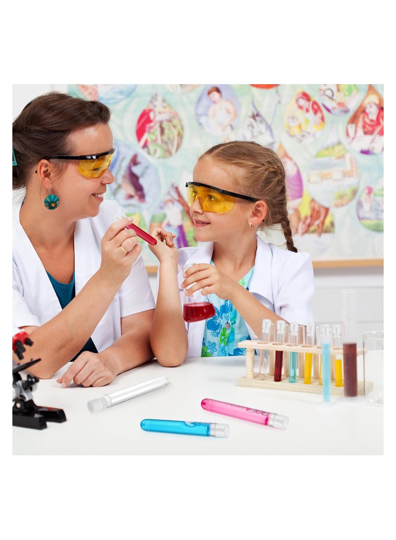 Excefore 100 قطعة من أنابيب اختبار شفافة مع أغطية أنابيب بلاستيكية قنينات بلاستيكية لتجارب علمية لوازم حفلات تخزين حلوى عيد الميلاد حبوب بذور مسحوق توابل سائل (غطاء أبيض، 12 × 75 مم) - Image 2