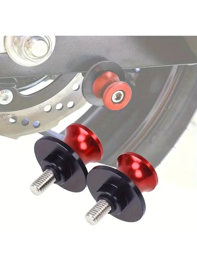 2 Pcs Red 8mm Motorcycle Swing Arm Spools Sliders CNC Stand Screws - Image 1