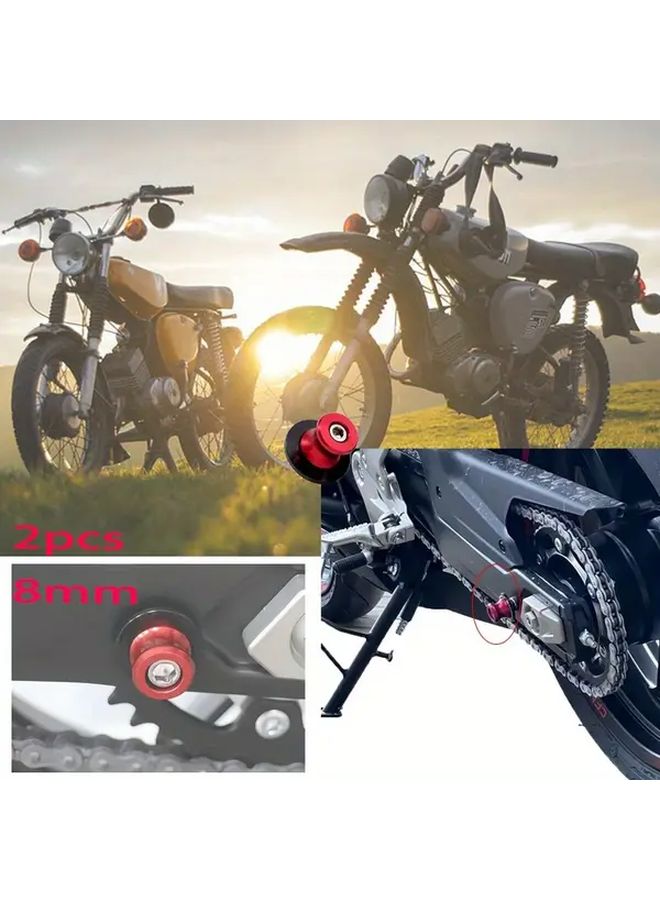 2 Pcs Red 8mm Motorcycle Swing Arm Spools Sliders CNC Stand Screws - Image 4