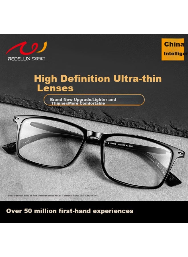 Sunset Red Anti-blue Light High Definition Fashion Portable Elderly Reading Gl For Men And Women E9088b Bright Black +1.00 Strength - Image 1