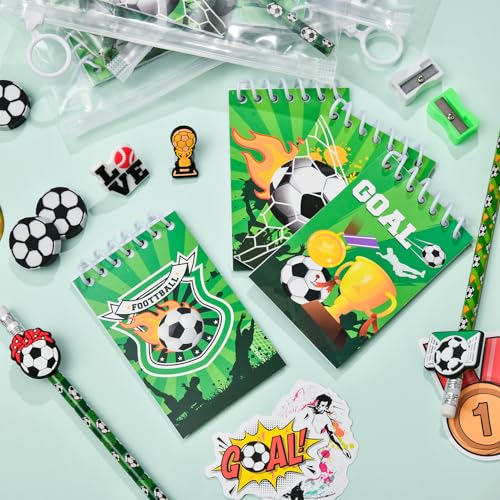 SNLN Soccer Party Favors Birthday Supplies School Stationery Bulk Mini Notebook Pencil Eraser Bookmark Sharpener Bag Sticker Goodie Stuffer Pinata Filler Boy Kids Soccer Themed Party Supplies - Image 5
