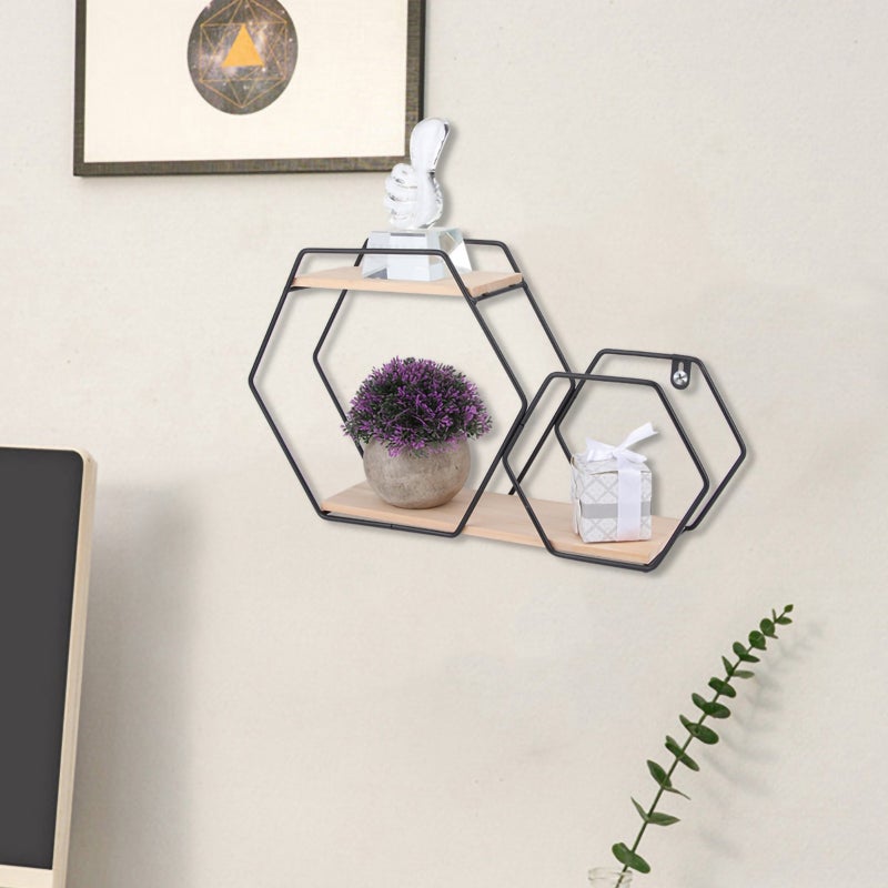 Floating Wall Shelf: Black Premium Iron & Wood - Durable Easy To Clean Decorative Storage Rack for Home Living Room Bedroom Office - Image 3