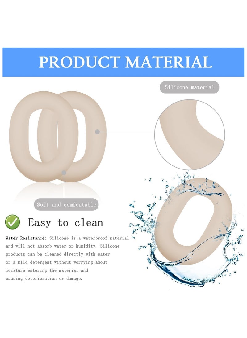 3 Pcs Case Cover for Sony WH-1000XM5 Headphones Embody EarPad Cover/Ear Cover/Headband Cover/Headband Cushion Protector Sweat Proof Soft Silicone Headphones Accessories (Off White)  - Image 3