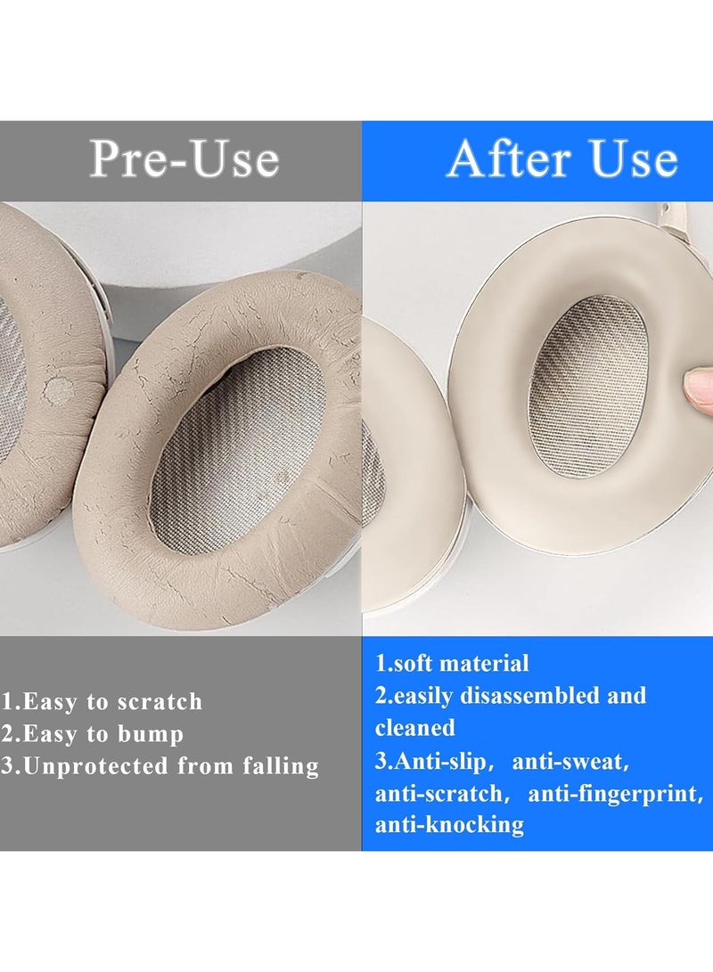 3 Pcs Case Cover for Sony WH-1000XM5 Headphones Embody EarPad Cover/Ear Cover/Headband Cover/Headband Cushion Protector Sweat Proof Soft Silicone Headphones Accessories (Off White)  - Image 5