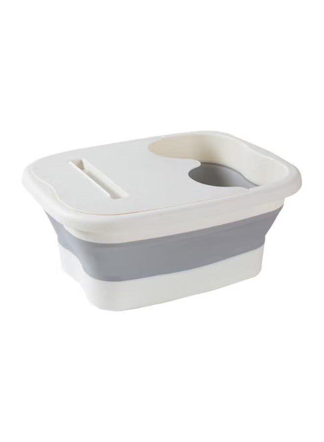 عربست حوض نقع القدمين، حوض نقع القدمين القابل للطي، حوض نقع القدمين المحمول المقاوم للتسرب، حوض نقع القدمين القابل للطي لتخفيف الإجهاد مع بكرة تدليك، حوض نقع القدمين متعدد الأغراض للأماكن الخارجية (أبيض) - Image 1