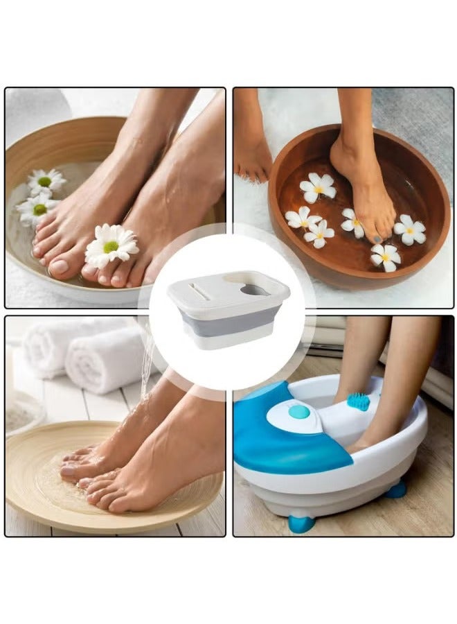عربست حوض نقع القدمين، حوض نقع القدمين القابل للطي، حوض نقع القدمين المحمول المقاوم للتسرب، حوض نقع القدمين القابل للطي لتخفيف الإجهاد مع بكرة تدليك، حوض نقع القدمين متعدد الأغراض للأماكن الخارجية (أبيض) - Image 2