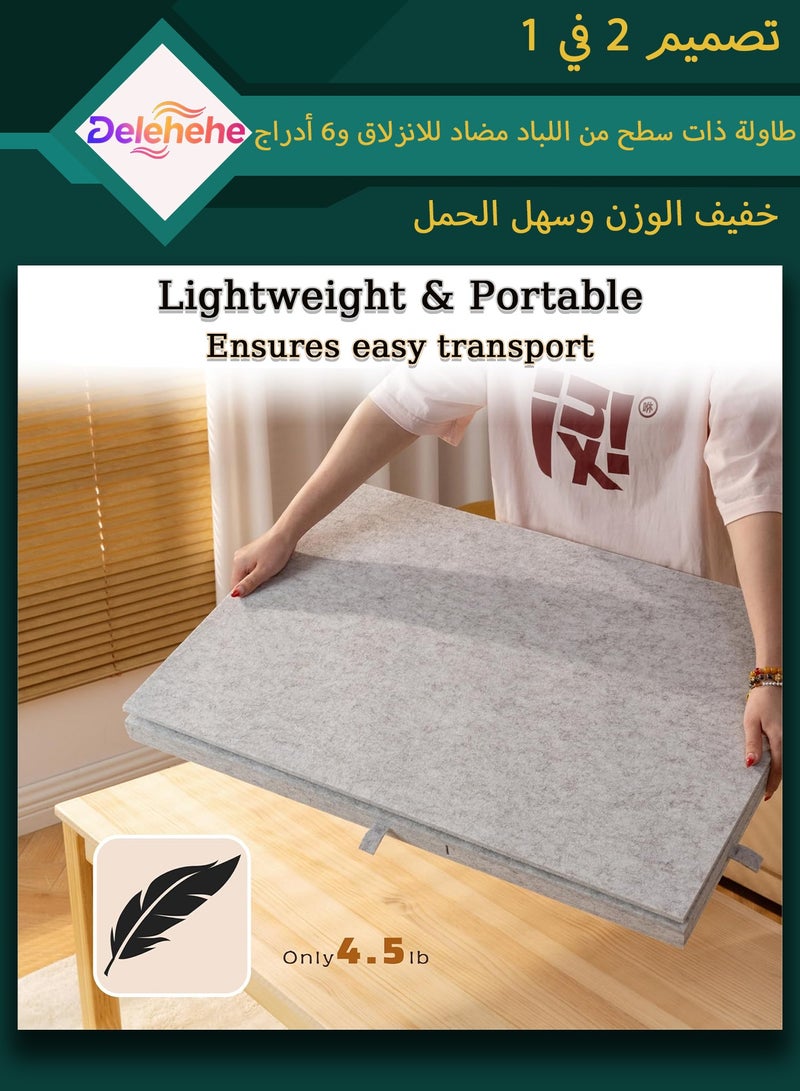 Delehehe Tilting Puzzle Board，Portable Jigsaw Puzzle Table for Up to 1000 Pieces，with 2-in-1 Designed Stand & Cover, Super Lightweight Felt Plateau Storage with 6 Drawers for Adults & Kids - Image 4