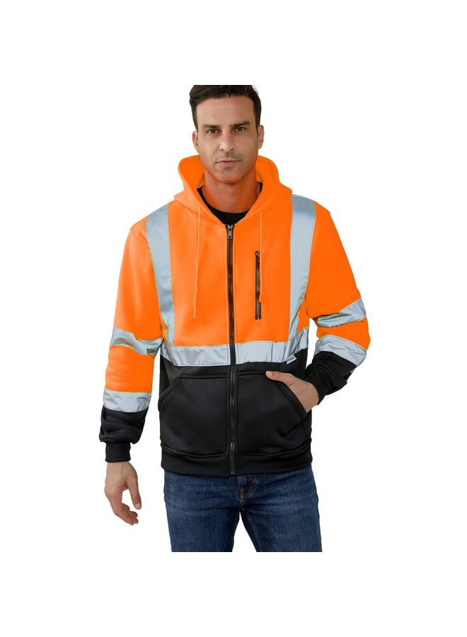 HYCOPROT High Visibility Safety Hoodie Hi Vis Safety Sweatshirts Fleece Lightweight Reflective Work Jacket Pockets Full Zip Safety Coat Drawstring Workwear Wear Warm Top for Men Women EN ISO 20471 - Image 2