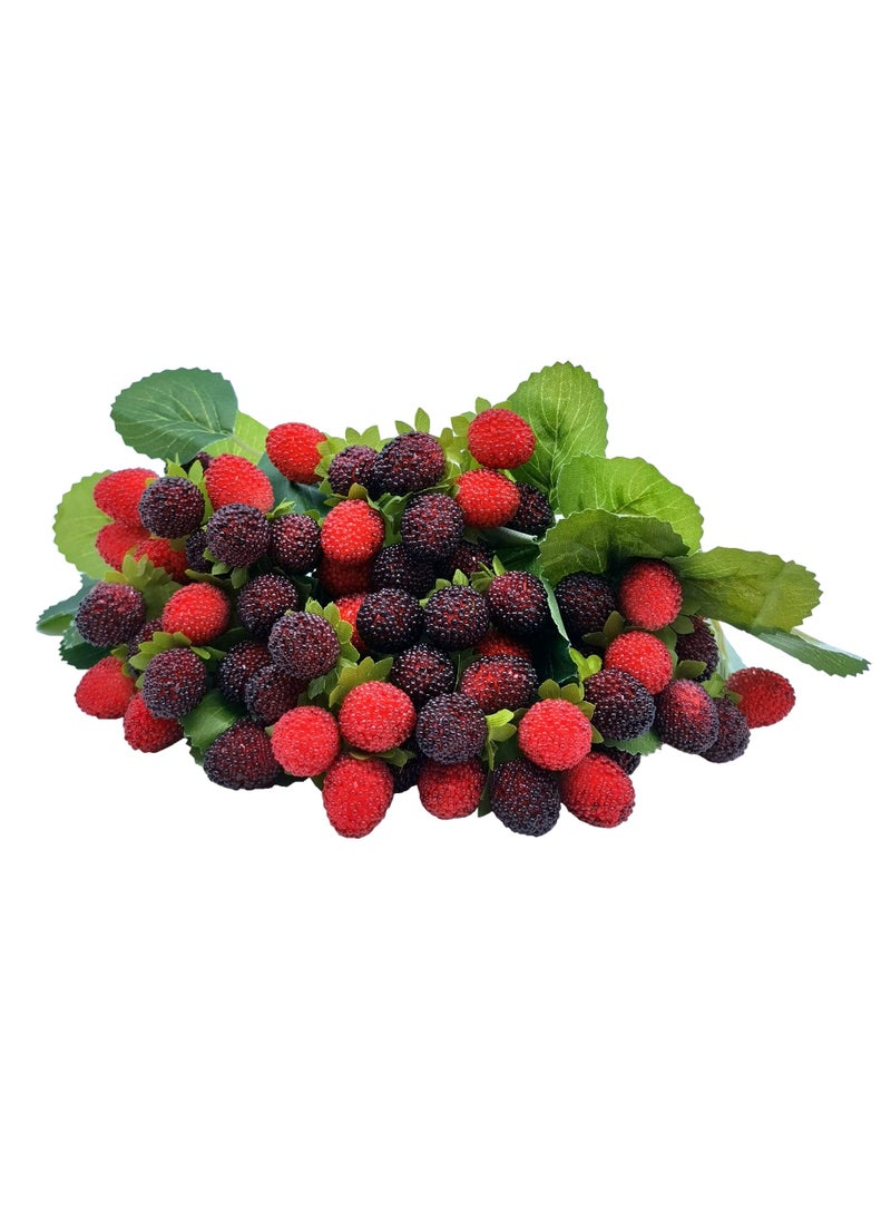 M2cbridge M2cbridge 4PCS Artificial Raspberry Red Berry Strawberry Faux Fruit BlackBerry Props Table Decoration Red with Black 