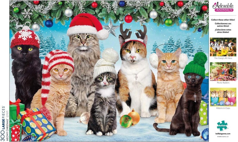 Buffalo Games - Meowy Christmas - 300 Piece Holiday Jigsaw Puzzle - Colorful, Festive Puzzles for Adults â€“ Precision-Cut Pieces, Beautiful Winter Artwork - Image 5