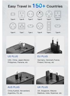 Rock Pow Universal Power Travel Adapter, 5 in 1 European Travel Plug Adapter W/ 3.5A 2xUSB-A and 2xUSB C Wall Charger and Worldwide AC Outlet for Europe USA UK AUS Asia  - Image 2
