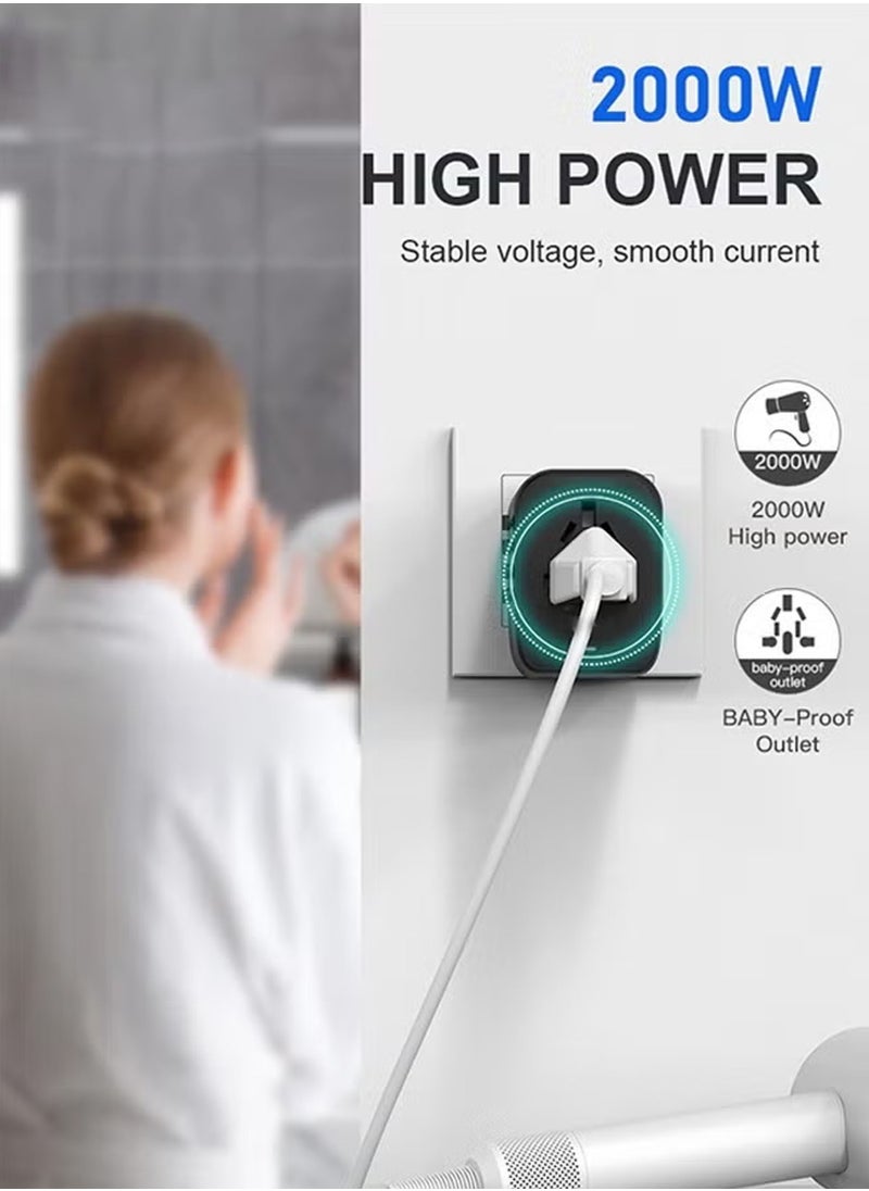Rock Pow - Universal Power Travel Adapter, 5 in 1 European Travel Plug Adapter W/ 3.5A 2xUSB-A and 2xUSB C Wall Charger and Worldwide AC Outlet for Europe USA UK AUS Asia - Image 1