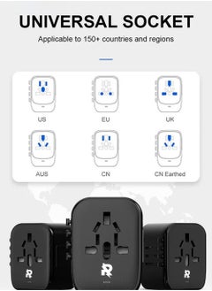 Rock Pow Universal Power Travel Adapter, 5 in 1 European Travel Plug Adapter W/ 3.5A 2xUSB-A and 2xUSB C Wall Charger and Worldwide AC Outlet for Europe USA UK AUS Asia  - Image 4