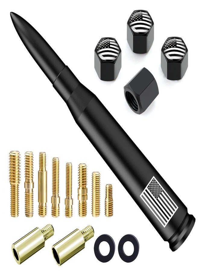 Engirette 50 Cal Bullet Antenna Replacement for Ford F150 F250 F350 Super Duty Ford Raptor Bronco, & Dodge Ram & Chevy Silverado & GMC Sierra 1500 2500 3500 Trucks 1990 - Current, Car Accessories (Matte Black) - Image 1