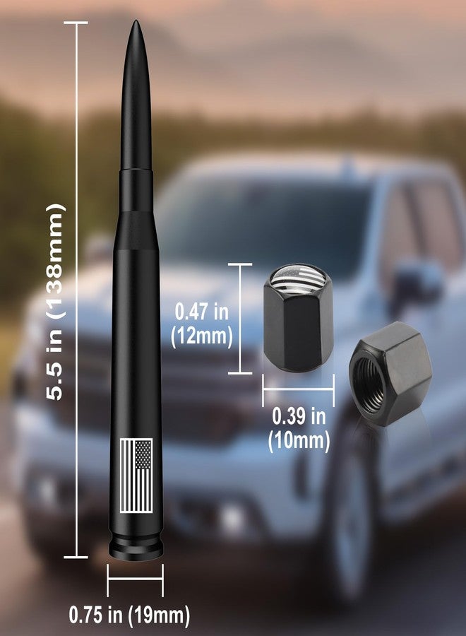Engirette 50 Cal Bullet Antenna Replacement for Ford F150 F250 F350 Super Duty Ford Raptor Bronco, & Dodge Ram & Chevy Silverado & GMC Sierra 1500 2500 3500 Trucks 1990 - Current, Car Accessories (Matte Black) - Image 2