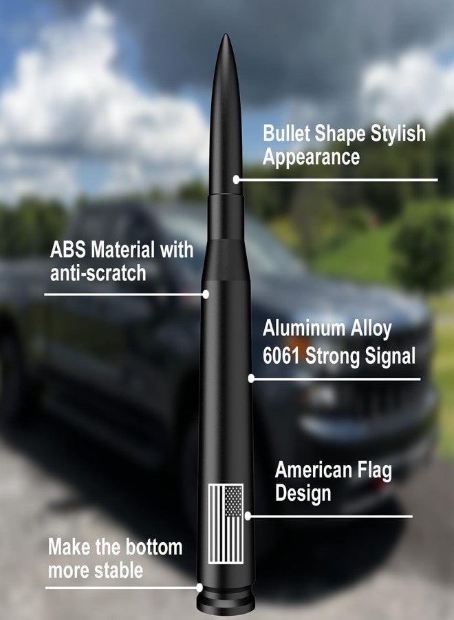 Engirette 50 Cal Bullet Antenna Replacement for Ford F150 F250 F350 Super Duty Ford Raptor Bronco, & Dodge Ram & Chevy Silverado & GMC Sierra 1500 2500 3500 Trucks 1990 - Current, Car Accessories (Matte Black) - Image 3