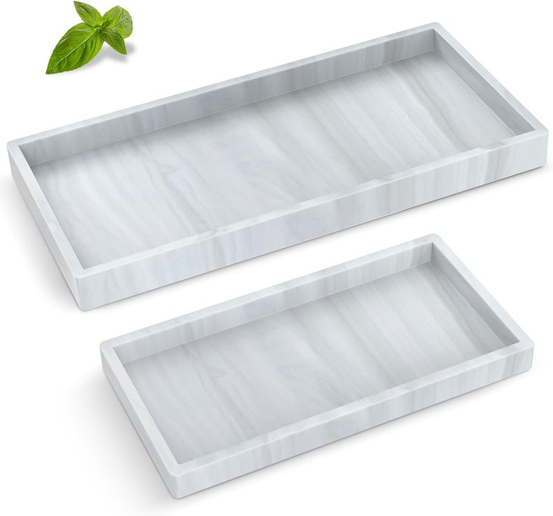 EG-SIPRO Bathroom Counter Tray, High-Grade Thickened Silicone Bathroom Vanity Tray,Shatterproof Durable Rectangle Bathroom Tray Soap Dispenser Tray for Bathroom Countertop,Small+Large (EGTRAY) - Image 1