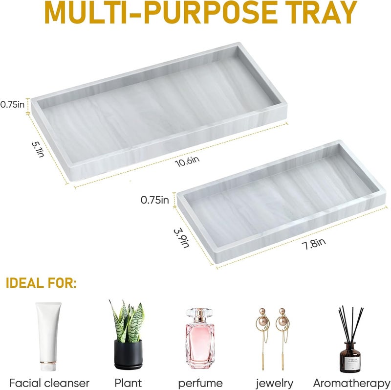 EG-SIPRO Bathroom Counter Tray, High-Grade Thickened Silicone Bathroom Vanity Tray,Shatterproof Durable Rectangle Bathroom Tray Soap Dispenser Tray for Bathroom Countertop,Small+Large (EGTRAY) - Image 5