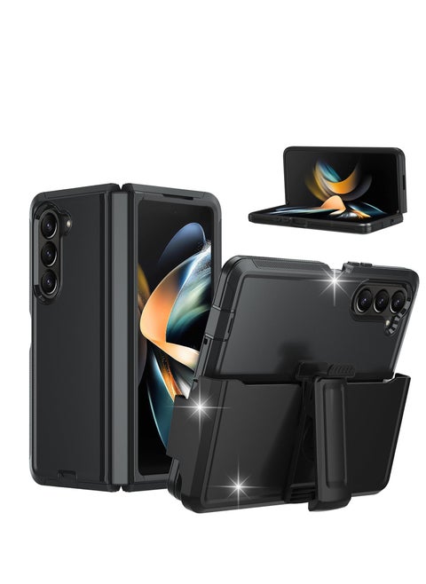 Compatible for Samsung Galxay Z Fold 5 Case with Belt Clip Holster, Military Upgrade Protection, Shockproof Anti-Drop, Swivel Belt Clip Holster Case with Kickstand for Galaxy Z Fold 5(Black)