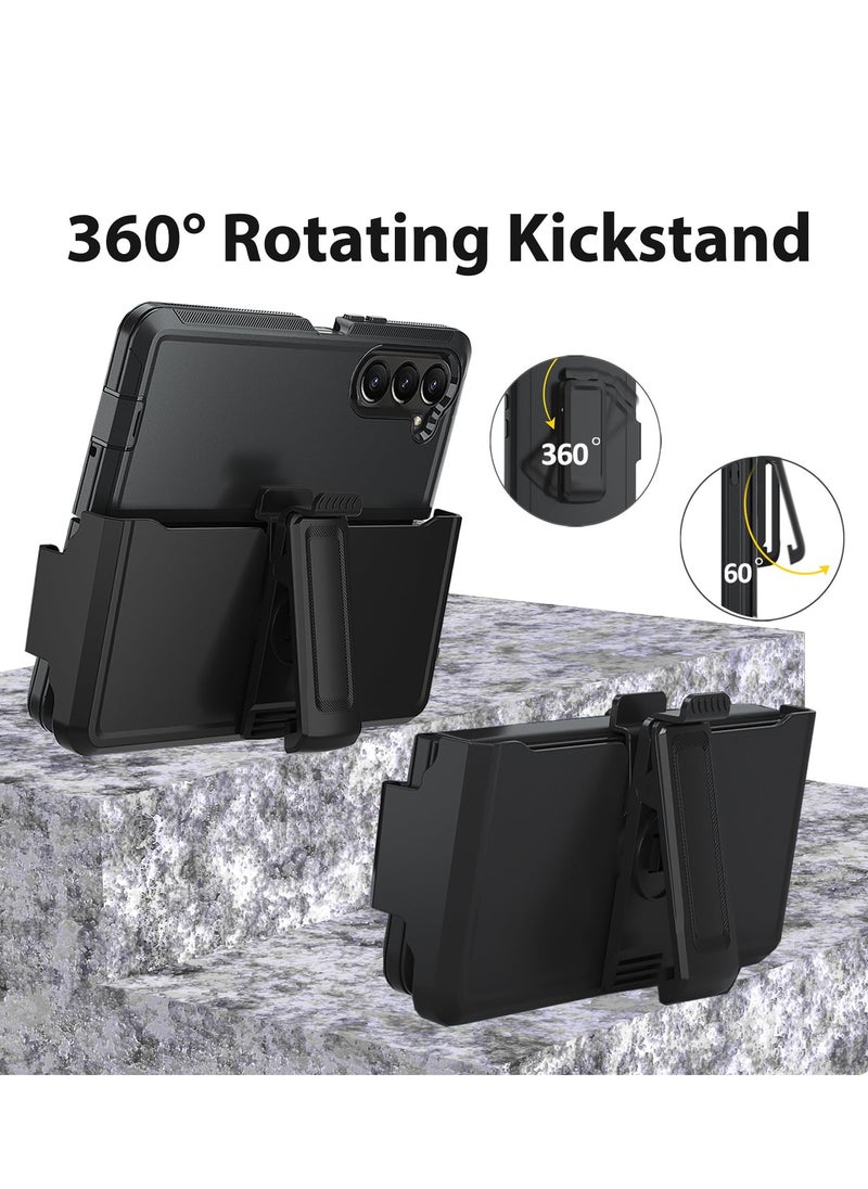 Compatible for Samsung Galxay Z Fold 5 Case with Belt Clip Holster, Military Upgrade Protection, Shockproof Anti-Drop, Swivel Belt Clip Holster Case with Kickstand for Galaxy Z Fold 5(Black)
