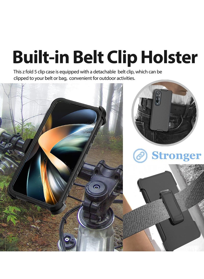 Compatible for Samsung Galxay Z Fold 5 Case with Belt Clip Holster, Military Upgrade Protection, Shockproof Anti-Drop, Swivel Belt Clip Holster Case with Kickstand for Galaxy Z Fold 5(Black)