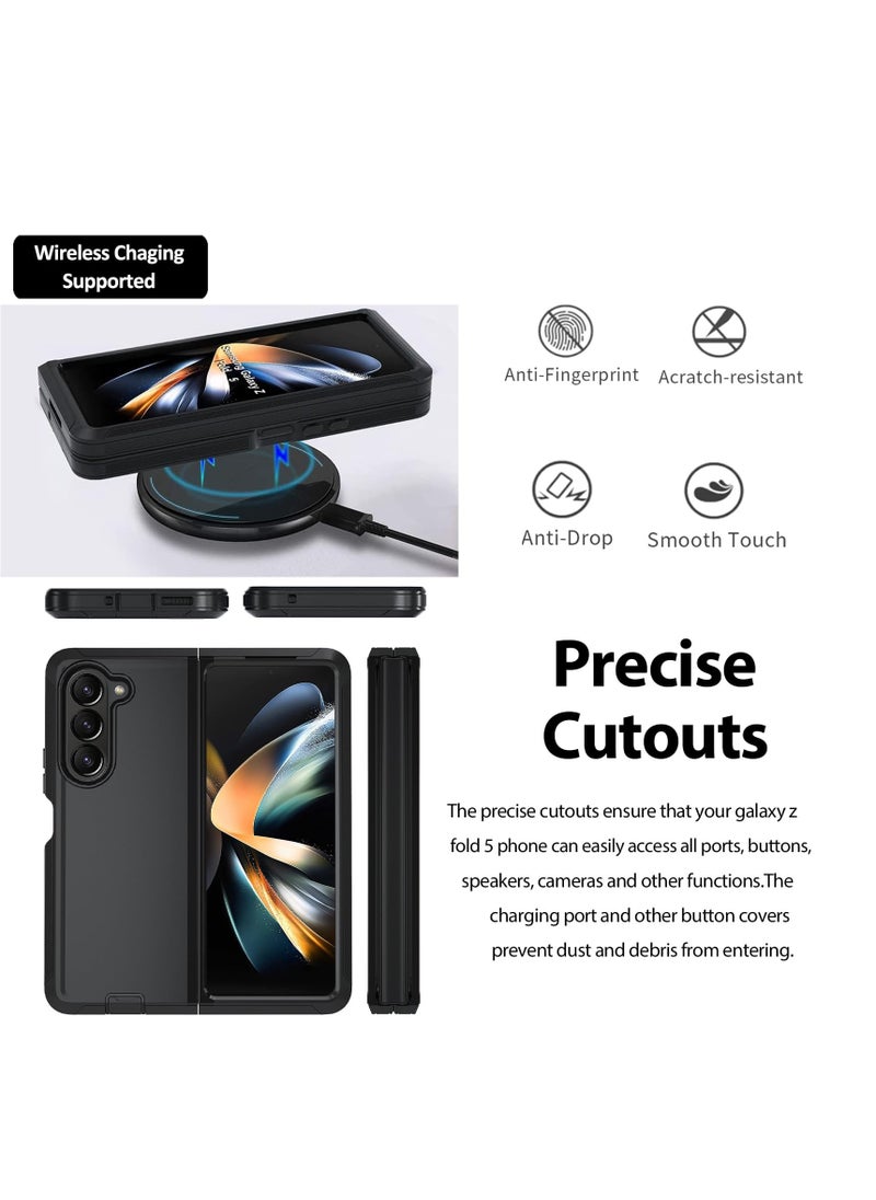 Compatible for Samsung Galxay Z Fold 5 Case with Belt Clip Holster, Military Upgrade Protection, Shockproof Anti-Drop, Swivel Belt Clip Holster Case with Kickstand for Galaxy Z Fold 5(Black)