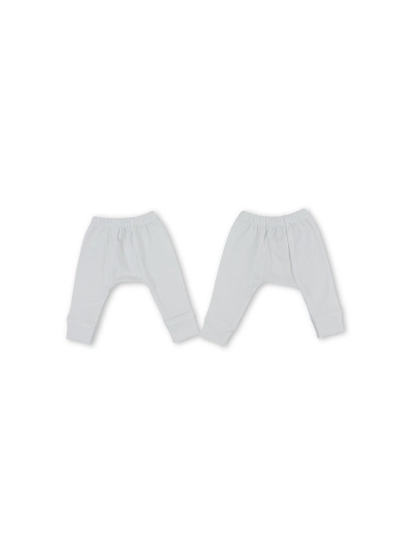 Ourkids Unisex Baby Cotton Pants – White (Pack Of 2) - Image 1