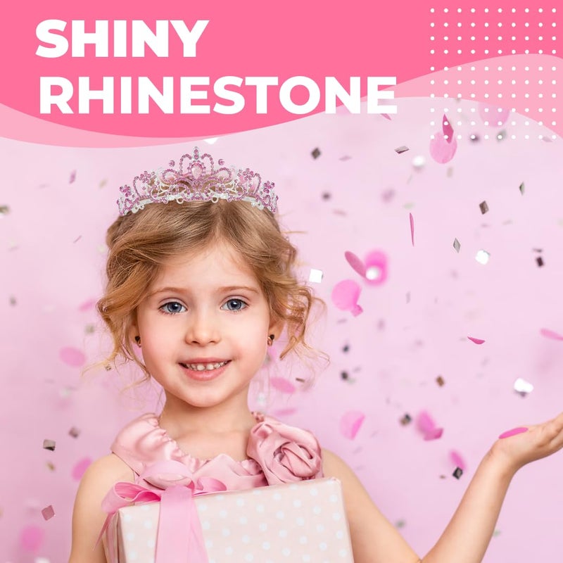 Papoopy Birthday Tiara and Crown with Sash for Women, Hair Accessories for Wedding Party Costume (C - Pink) - Image 4