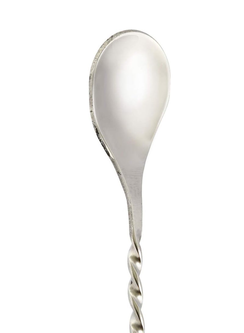 BarPros Professional Grade Stainless Steel Mixing Spoon with Flat End, 30cm - Silver - Image 2