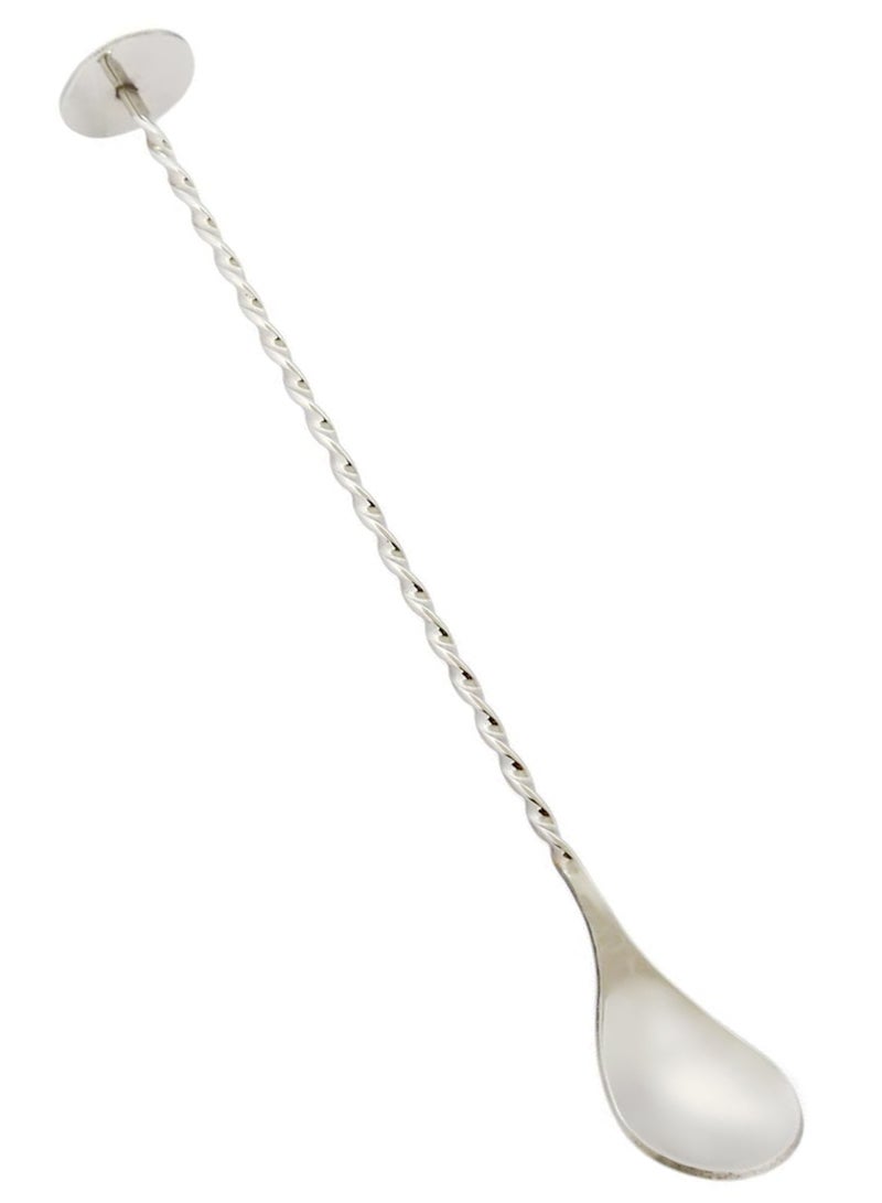 BarPros Professional Grade Stainless Steel Mixing Spoon with Flat End, 30cm - Silver - Image 3