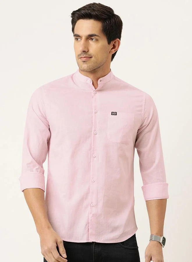 The Indian Garage Co Men Pink Slim Fit Solid Shirt