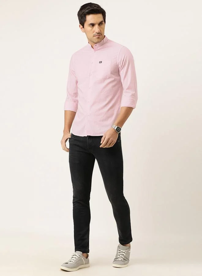 The Indian Garage Co Men Pink Slim Fit Solid Shirt