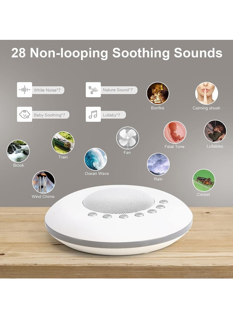 GUDOO - White Noise Machine Baby Travel Noise Machine with 28 Sleep Soothing Sounds for Home Office Nursery 3 Timer Memory Function Rechargeable - Image 1