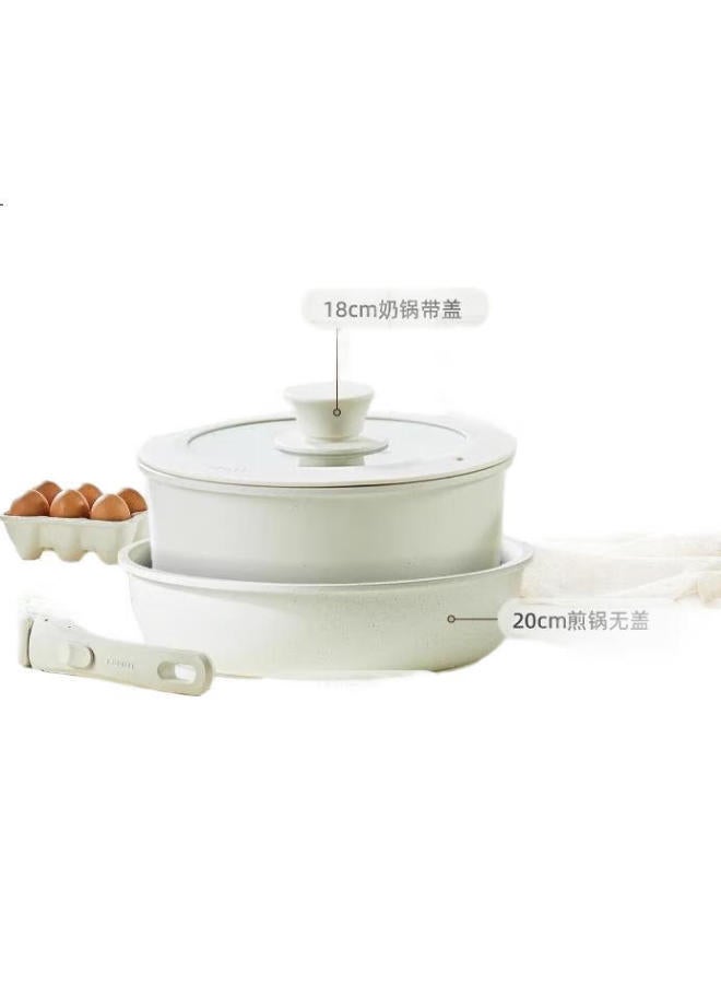 CAROTE مجموعة أواني الطهي غير اللاصقة مع مقبض قابل للفصل من كاروت، مجموعة أواني الطهي ذات القاع المسطح، مقلاة 4 قطع - Image 3