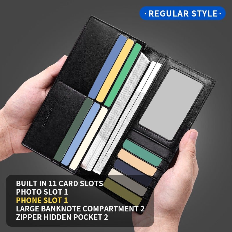 Banyanu Men's Slim RFID-Blocking Wallet, Genuine Leather 2-Fold Design, Premium Black Leather for Daily Use - Image 3