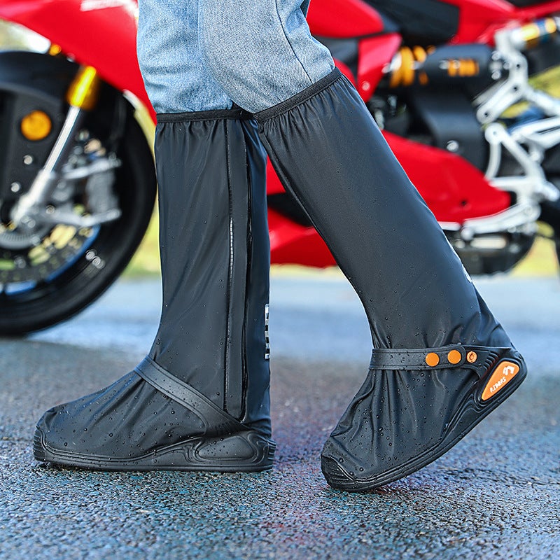 Split raincoat rain pants suit fashion rainstorm riding rainproof clothing mens special motorcycle motorcycle raincoat wholesale Black integrated rain boots [thick, wear-resistant, high-position waterproof] 