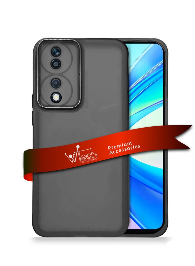 Wtech Soft Transparent TPU Silicone Ultra Thin Phone Stylish Electroplated Camera Border Case Cover For Honor X7b 4G 2023 Black - Image 1