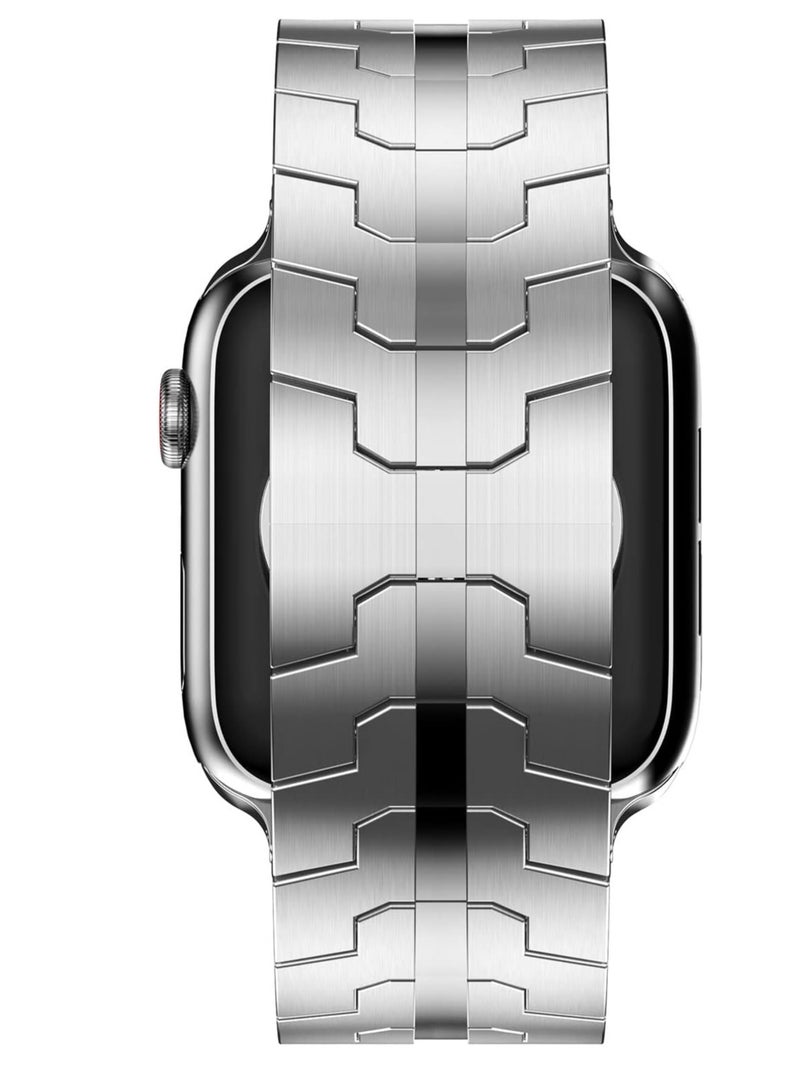 ELTRAZONE Stainless Steel Strap for iWatch 49mm 46mm 45mm 44mm 42mm – Silver Replacement Band for Apple Watch Ultra 3 | Ultra 2 | Ultra | Series 10 9 8 7 SE 6 5 4 3 2 1 – Durable, Adjustable, and Elegant Design  - Image 4