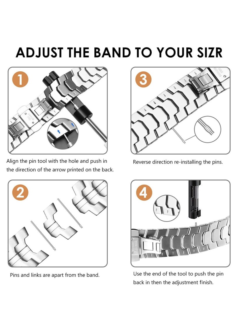 ELTRAZONE Stainless Steel Strap for iWatch 49mm 46mm 45mm 44mm 42mm – Silver Replacement Band for Apple Watch Ultra 3 | Ultra 2 | Ultra | Series 10 9 8 7 SE 6 5 4 3 2 1 – Durable, Adjustable, and Elegant Design  - Image 5