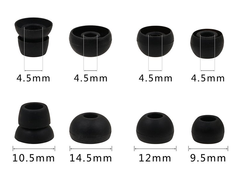 JNSA Eartips Earbuds Ear Tips Replacement for Powerbeats3 Powerbeats2, 4 Size 16PCS 8 Pair (Black) - Image 2
