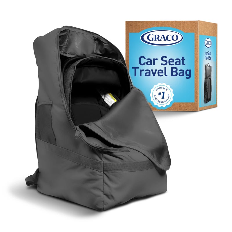 Graco Padded Car Seat Travel Bag & Infant Carrier Backpack, Durable Large Back Pack for Carseats & Booster Seats, Airport Gate Check Bag Luggage, Double Padded Strap, Water Resistant Material, Black - Image 1