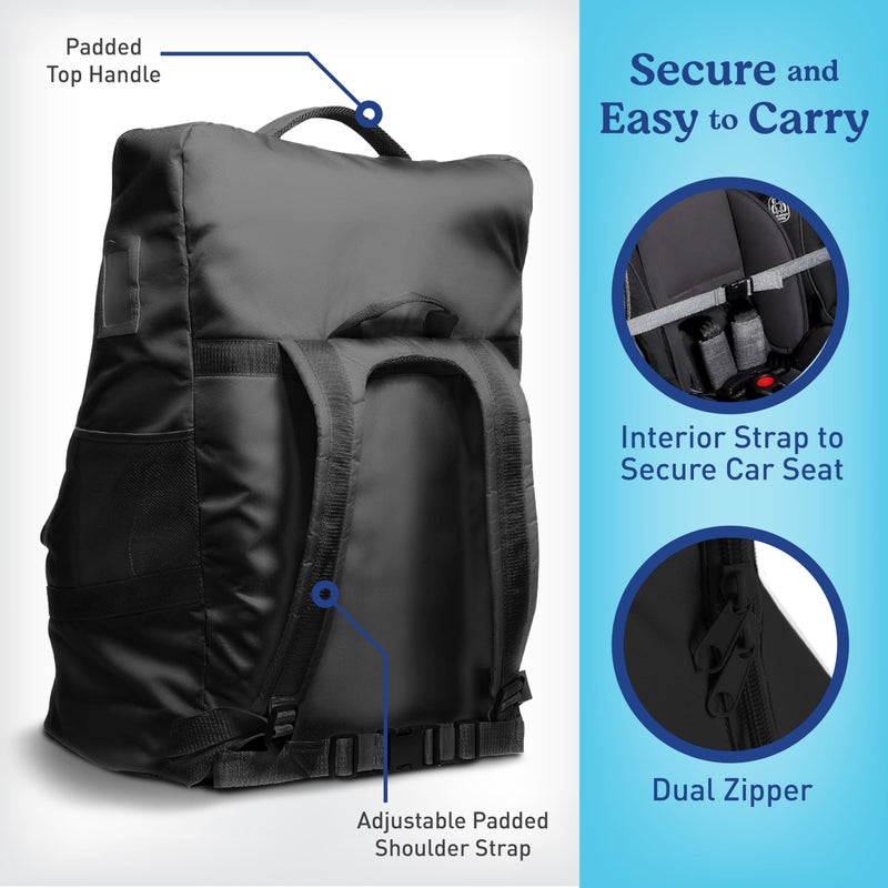 Graco Padded Car Seat Travel Bag & Infant Carrier Backpack, Durable Large Back Pack for Carseats & Booster Seats, Airport Gate Check Bag Luggage, Double Padded Strap, Water Resistant Material, Black - Image 3