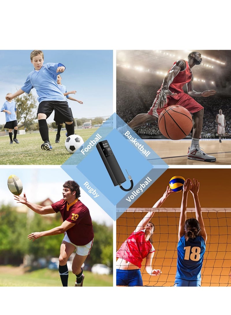 SYOSI Electric Ball Pump,Smart Football Pump Portable Fast Ball Inflation with Accurate Pressure Gauge and Digital LCD Display for Football Basketball Volleyball Rugby (2 Needle and 1 Nozzle) - Image 5