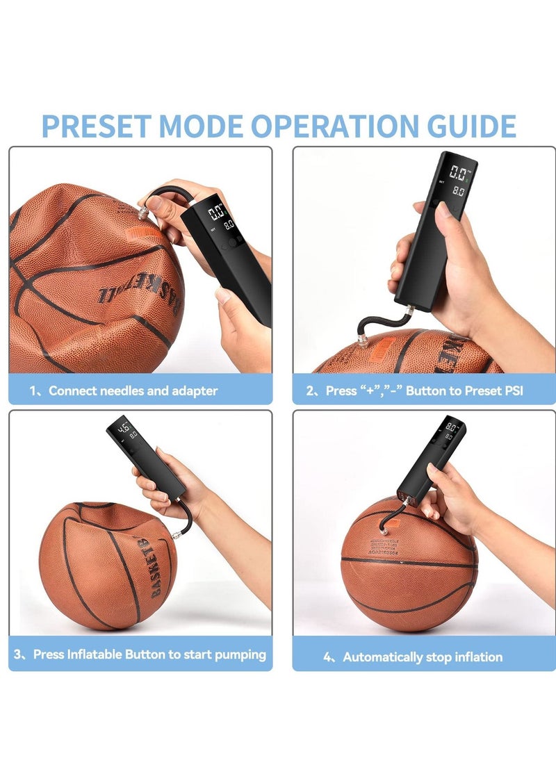 SYOSI Electric Ball Pump,Smart Football Pump Portable Fast Ball Inflation with Accurate Pressure Gauge and Digital LCD Display for Football Basketball Volleyball Rugby (2 Needle and 1 Nozzle) - Image 3