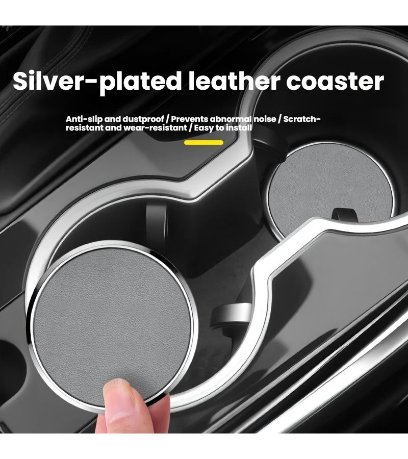 Universal Dust Proof Car Cup Holder Mat Non Slip Pad Storage Tray Liner For Orange 1 Pair - Image 2