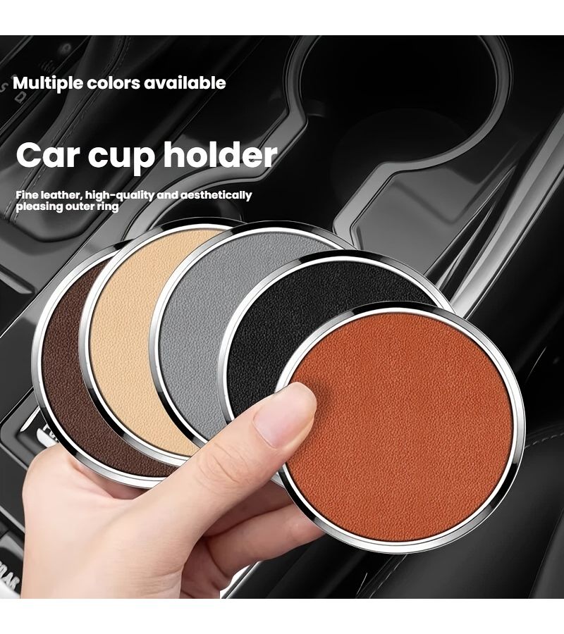 Universal Dust Proof Car Cup Holder Mat Non Slip Pad Storage Tray Liner For Orange 1 Pair - Image 5